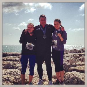 Wisconsin (half) Marathon - first of my five Iron Phi Events in 2014 to help stamp out ALS.  Longest run of my life - couldn't keep up with my two speedy daughters - Mary Ellen and Ann Marie!